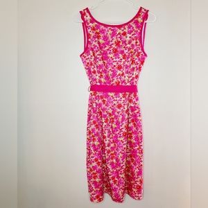 Vintage Mica Dress Womans Size 8 Pink Floral Tea Party Barbie Pretty Tie Waist